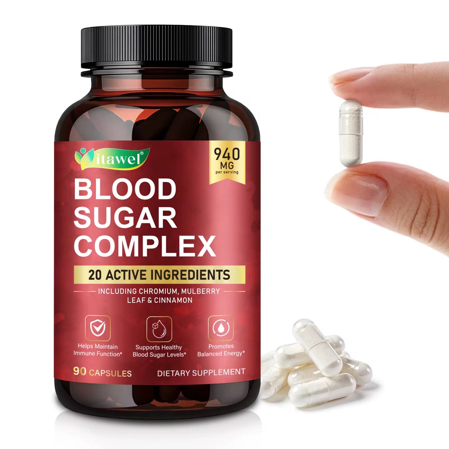 Blood Sugar Complex Supplement with Cinnamon Bitter Melon for Daily Wellness Antioxidant Support