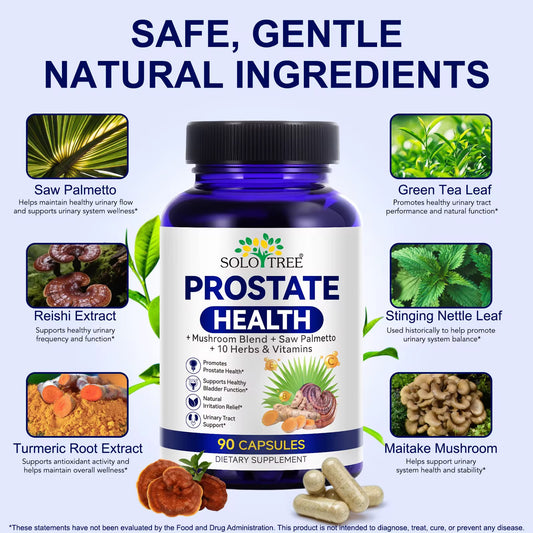 SOLOTREE 90 Capsules Herbal Supplement Health Care Prostate Capsules for Men Urinary Tract Support