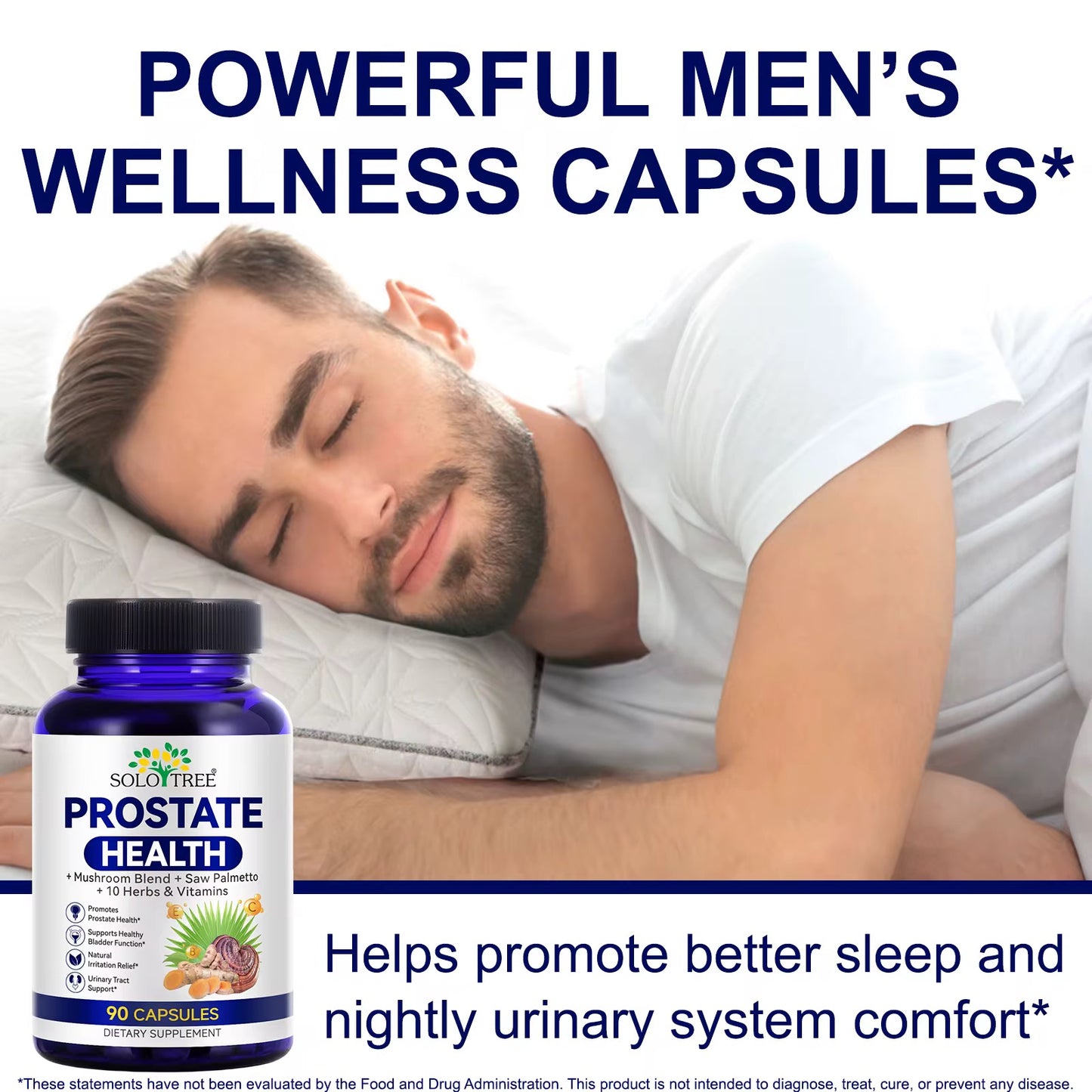 SOLOTREE 90 Capsules Herbal Supplement Health Care Prostate Capsules for Men Urinary Tract Support