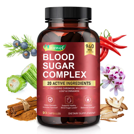 Blood Sugar Complex Supplement with Cinnamon Bitter Melon for Daily Wellness Antioxidant Support