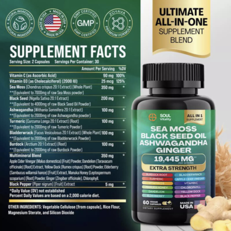 Soul Vitality All-in-1 Sea Moss, Shilajit, Ashwagandha Supplement Bundle