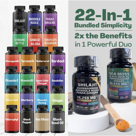 Soul Vitality All-in-1 Sea Moss, Shilajit, Ashwagandha Supplement Bundle