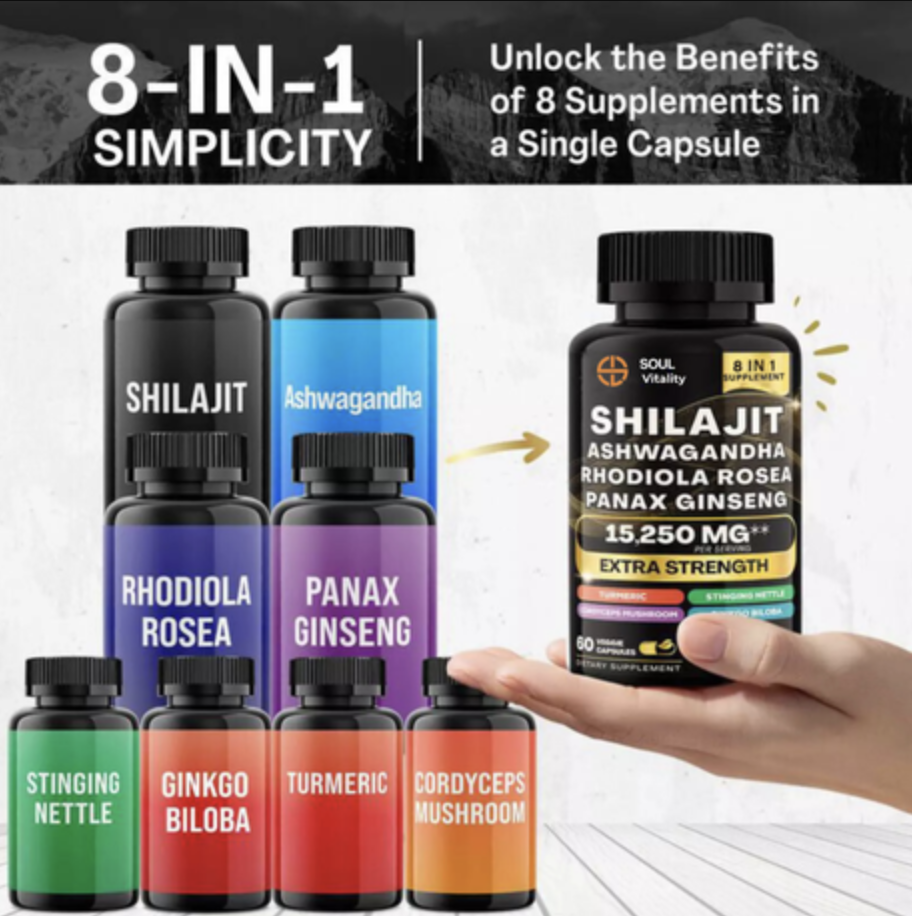 Soul Vitality All-in-1 Sea Moss, Shilajit, Ashwagandha Supplement Bundle