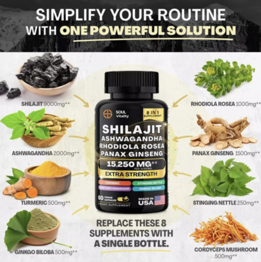 Soul Vitality All-in-1 Sea Moss, Shilajit, Ashwagandha Supplement Bundle